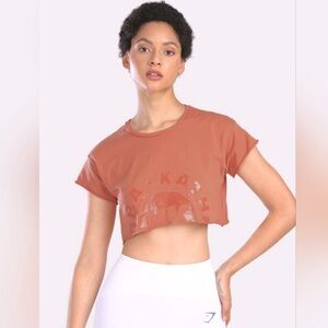 Gymshark KK Fit Collab Twins Raw Crop Top Orange Size Large